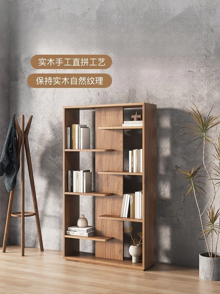 Solid wood bookshelf shelf floor-to-ceiling multi-layer home living room American bookcase modern simple bedroom display