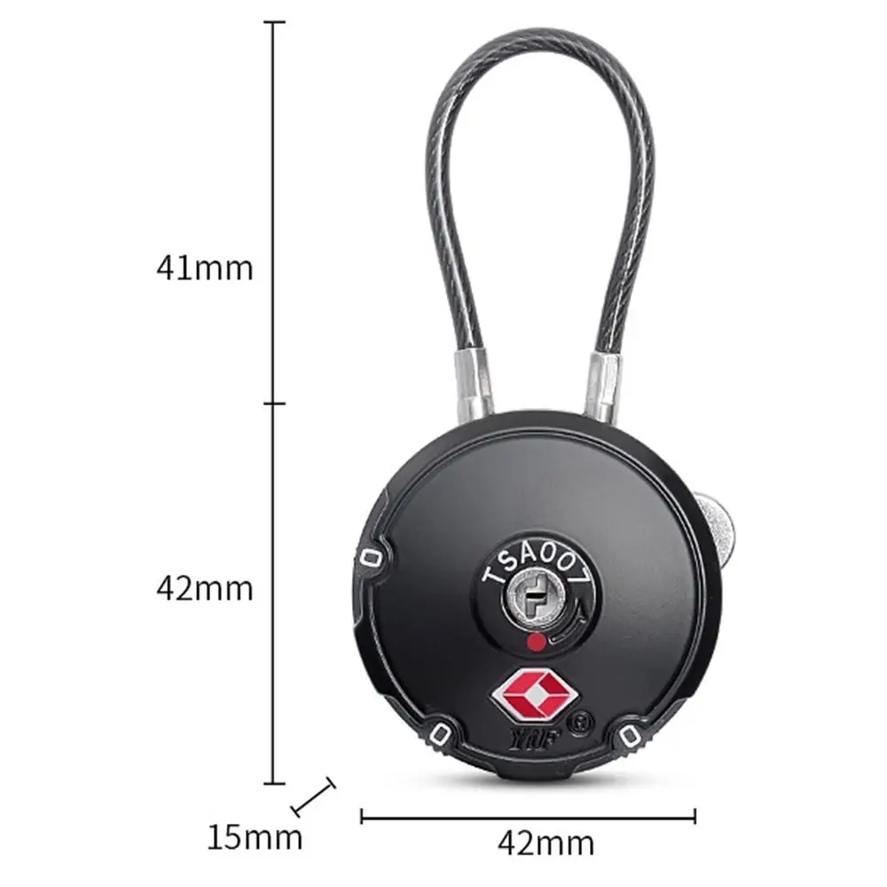 TSA Customs Code Lock Travel Anti-Theft Luggage Suitcase Password Padlock with Steel Cable Portable 3 Digit Combination Lock