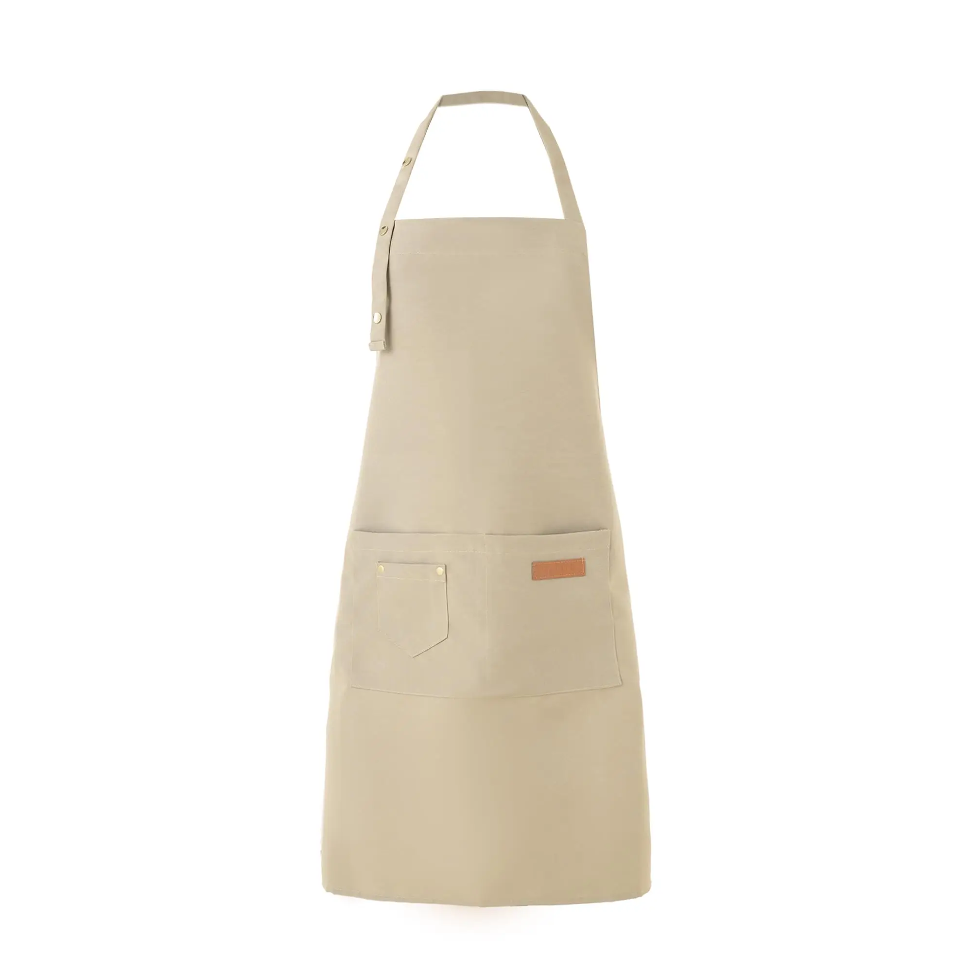 Adjustable Neck Strap Canvas Apron with Multi Pockets Waterproof Kitchen Cooking Apron Custom Logo Apron for Chef Baker Barista