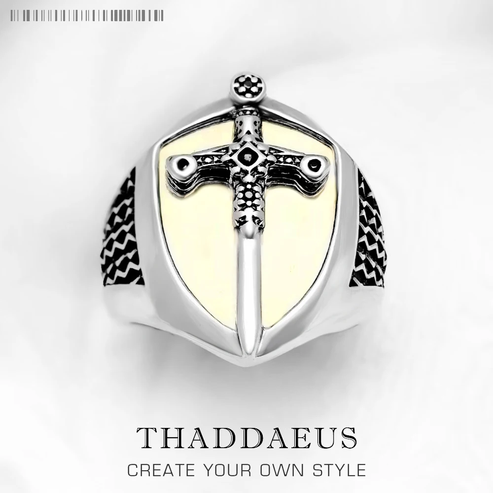 

Sword Golden Signet Ring in 925 Sterling Silver,Vintage Gift for Women Men,Europe Winter Fine Mystical Jewelry