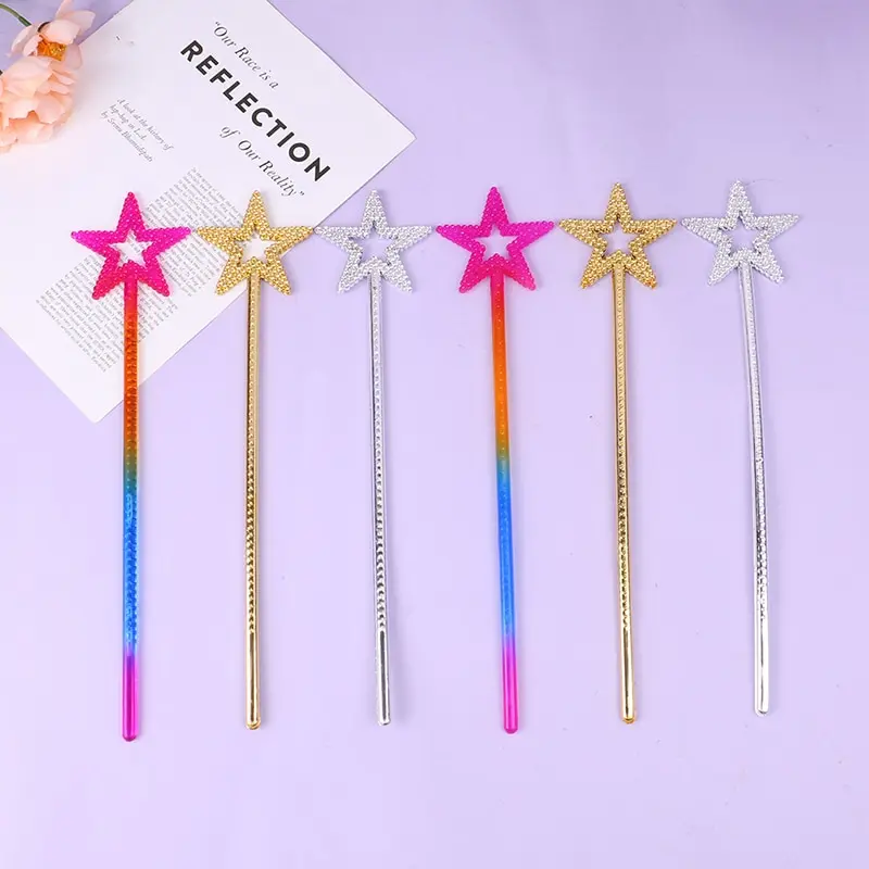 Fairy Wand Golden Silver Angel Star Magic Five-Pointed Princess Cane For Girls Stage Elf Cosplay