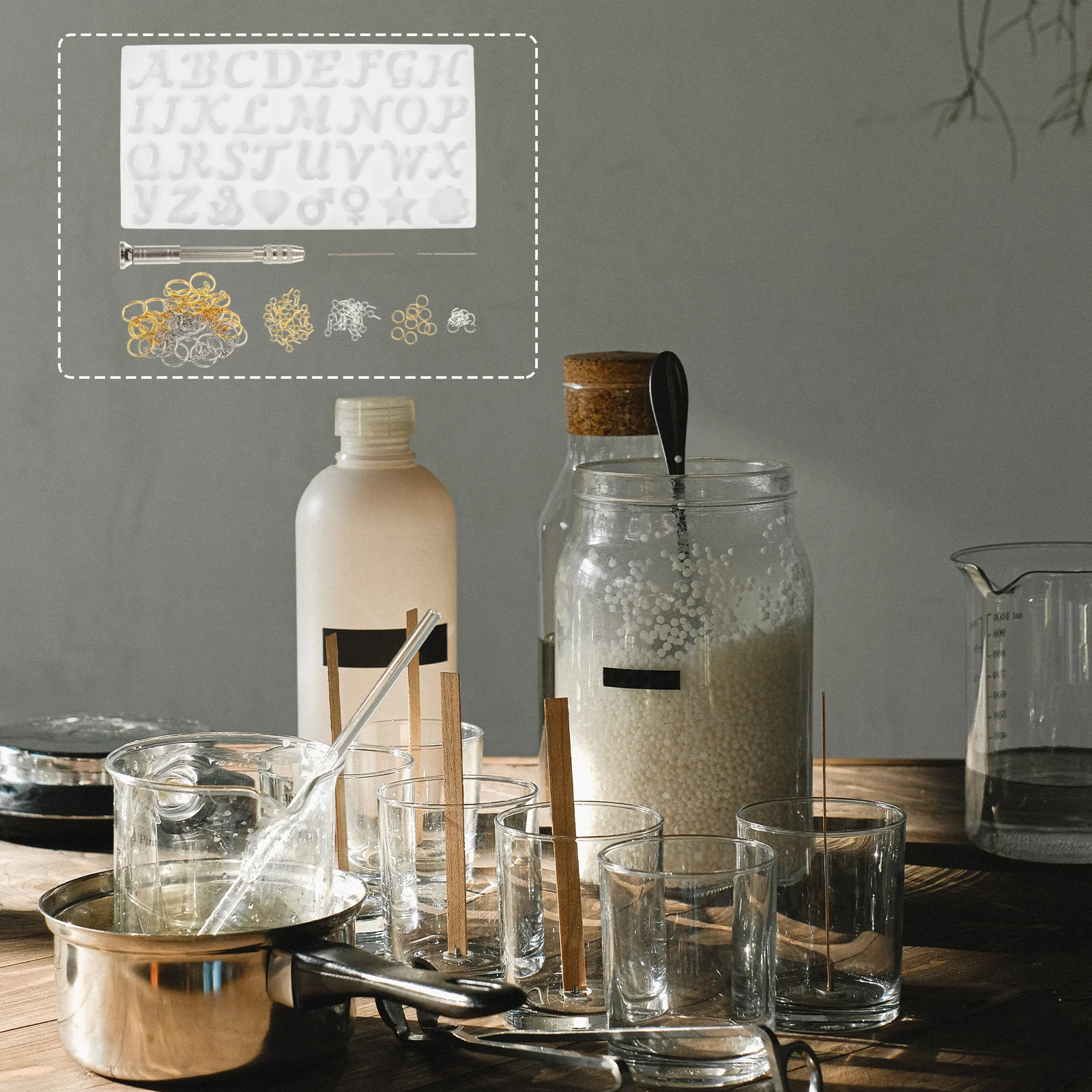 1Set Alphabet Silicone Letter Mold DIY Pendant Keychain Resin Crafts Making Kit Letter Mold Multipurpose Silicone Molds