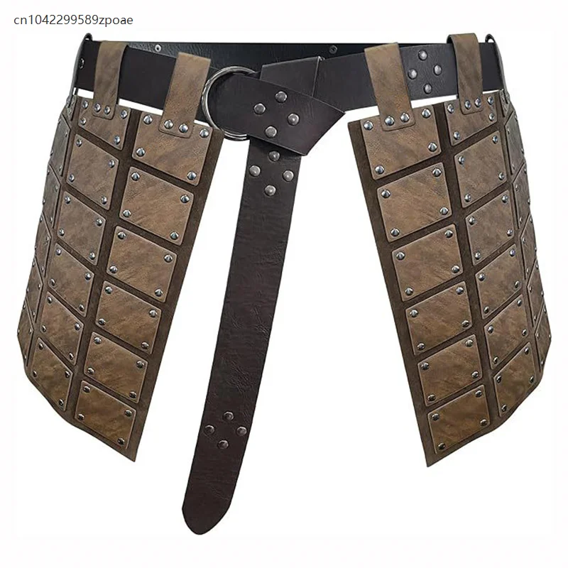 Cavaliere vichingo medievale Gladiatore Cintura in pelle Tasset Faulds Guerriero romano Costume cosplay Larp Armatura Kilt Gonna da battaglia Uomo Donna