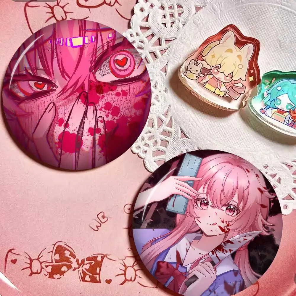 T-The-Future-Diary Thrilling-Psychological Creative Tinplate Soft Button Pins Animal Icon Brooch Lapel Backpack Badge Pin