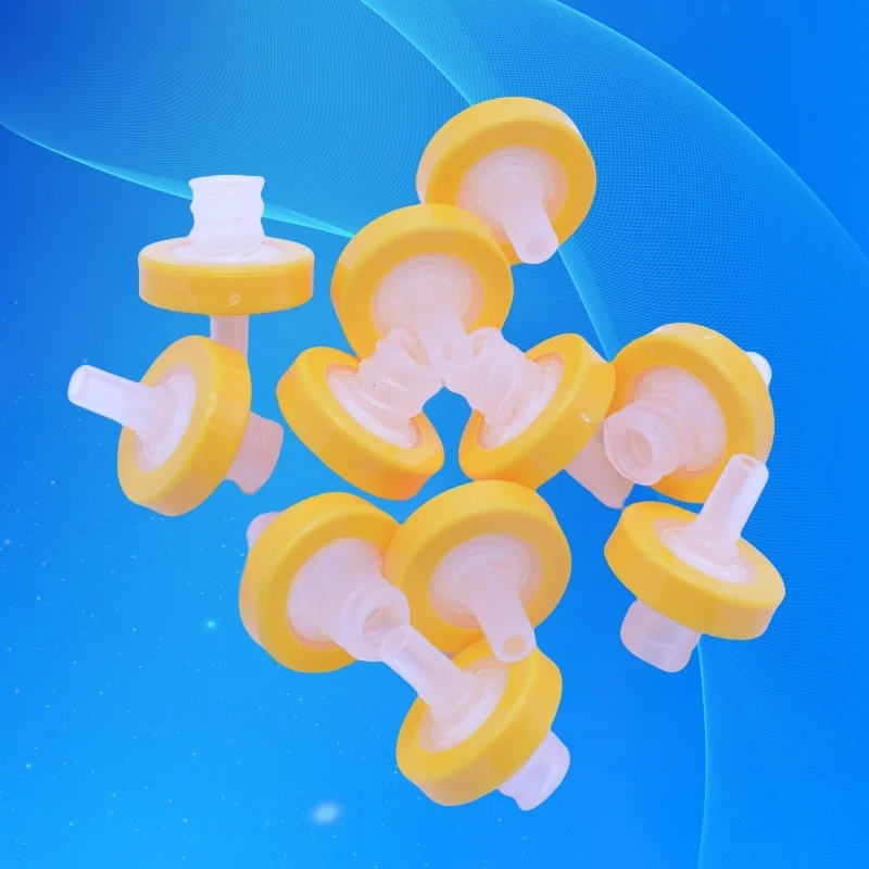  0,22 μm steriler Spritzenfilter | 13 mm gelbe PES-Membran zur HPLC- und Bakterienentfernung (100 Stück) 