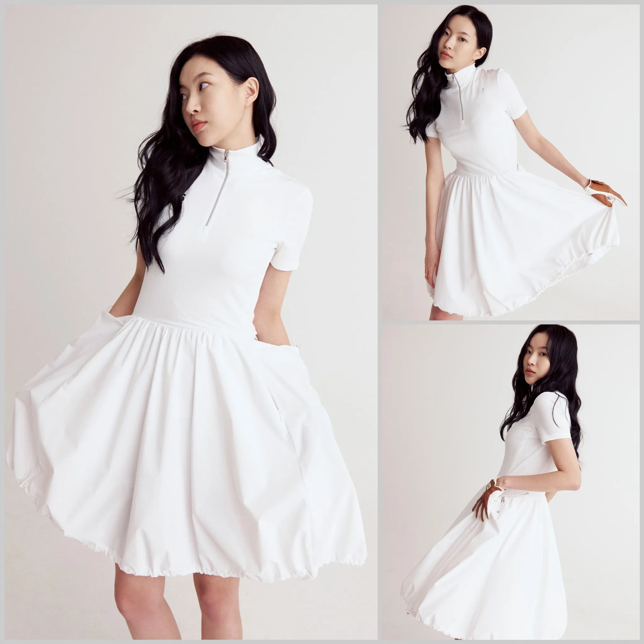 

Новое летнее женское платье для гольфа с воротником-стойкой и молнией. Стильный и универсальный.