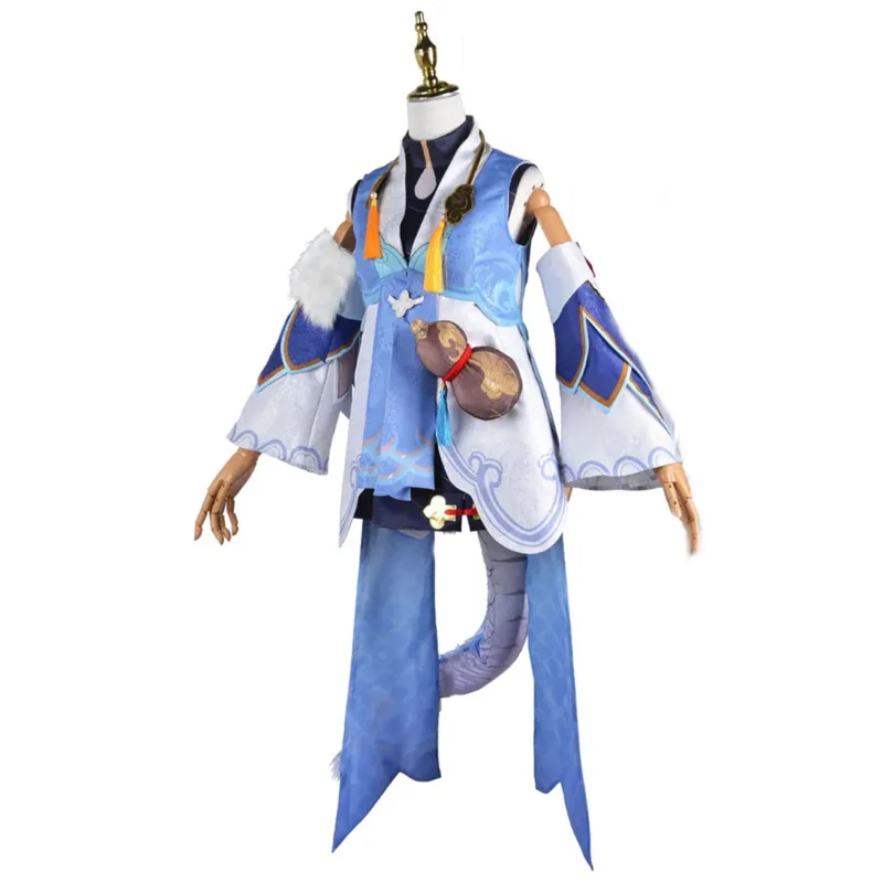 

ss13Game Honkai Star Rail Bailu Косплей Костюм Парик Комплект Хэллоуин Для Женской Одежды