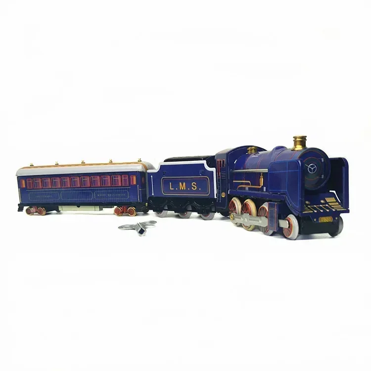 

[Funny] Adult Collection Retro Wind up toy Metal Tin moving Vintage Rail train model Mechanical Clockwork toy figures kids gift