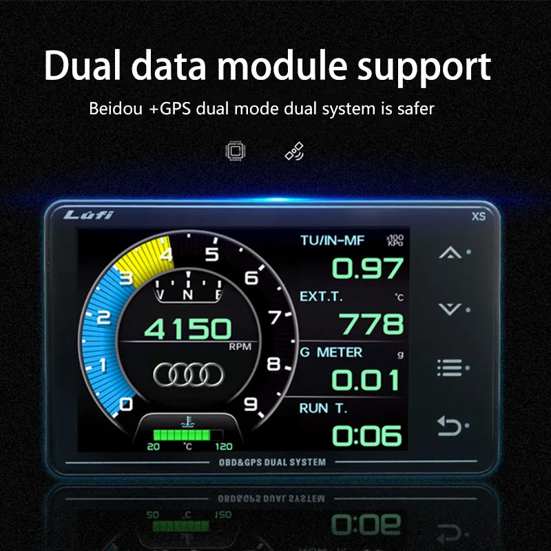 LUFI XS Racing LCD Gauge OBD GPS Water Temperature Turbine Oil Temperature G Value Gyroscope Alarm multi-function Meter