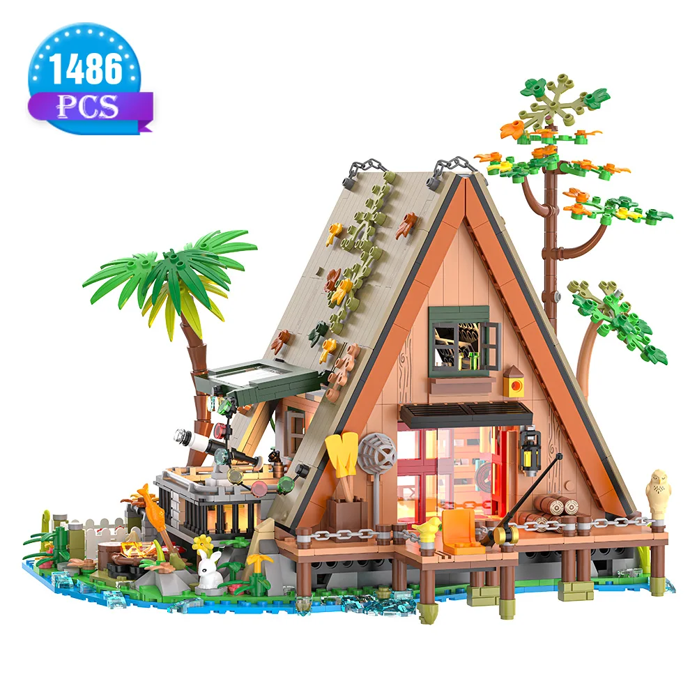 Ideas A-Frame Tree Cabin 1486PCS Collectible Display Set Buildable Kit Building blocks for Nature Lovers Adults Kids Gift