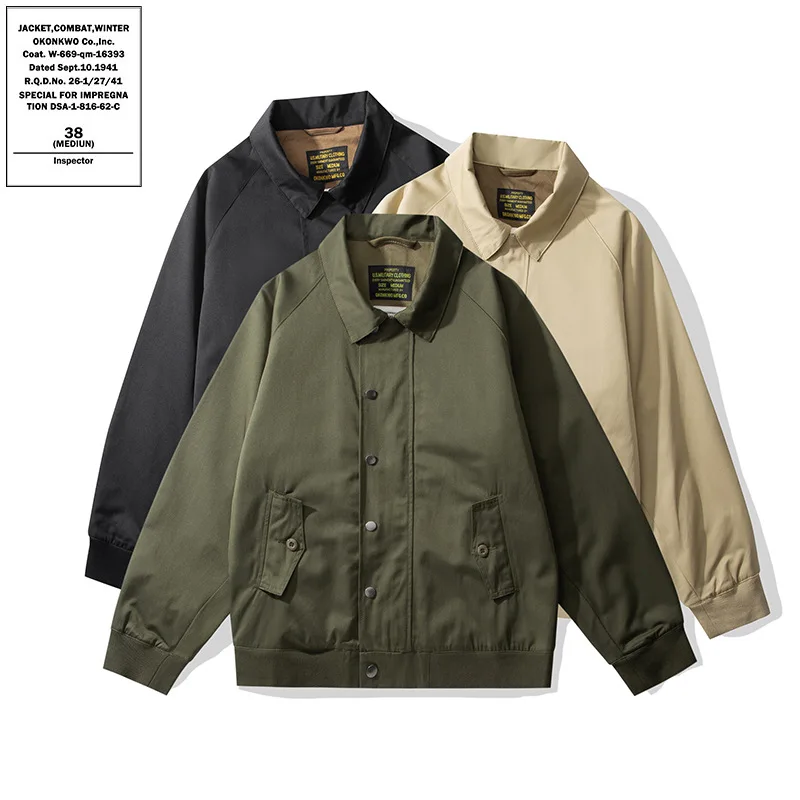 

Men's Retro-Style Lightweight Khaki Golf Jacket Windproof Stylish High-Quality Casual Loose Fit for Spring And Autumn