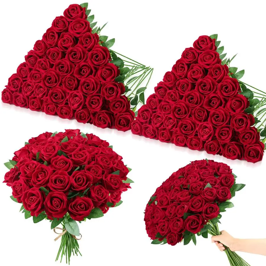 

Искусственные розы, шелковые цветы цвета бордо, искусственные лепестки роз на длинных стеблях для свадебного букета, украшения дома и вечеринок