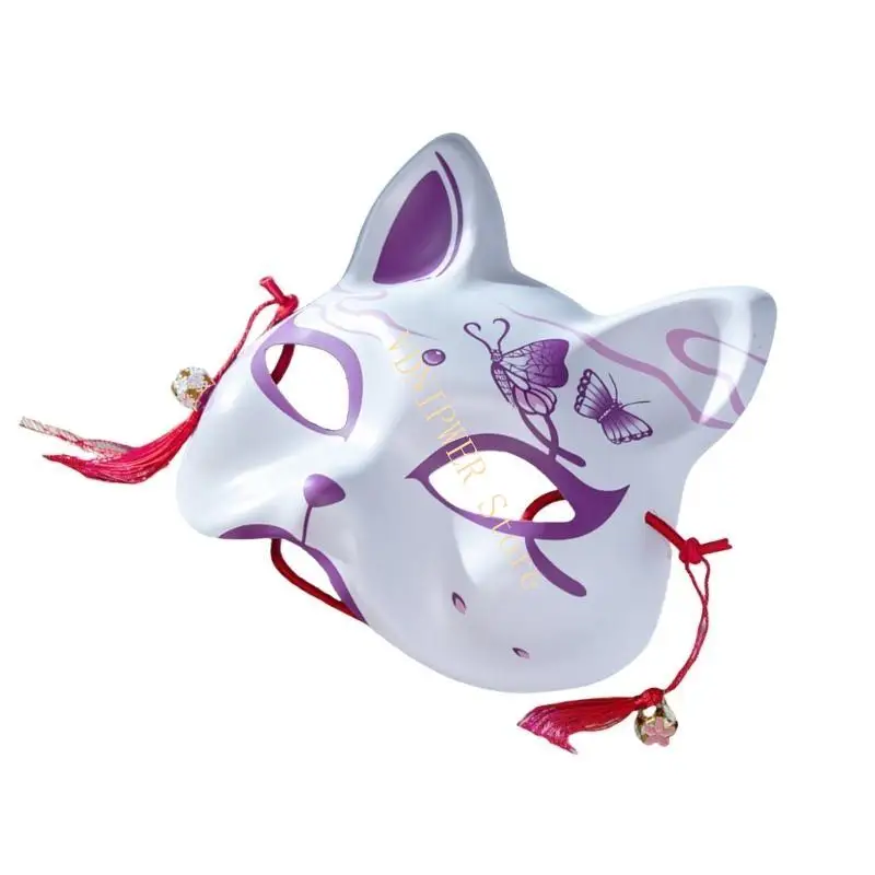 Máscara zorros pintados a mano Halloween Animal Mask Accessory para hombres Mujeres D08E