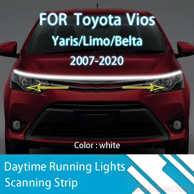 DRL Start Scan Strips Light FOR	Toyota	Vios	2007-2020	  Car Hood Light   Decorative Ambient Lamp 12V 59 Inches Waterproof