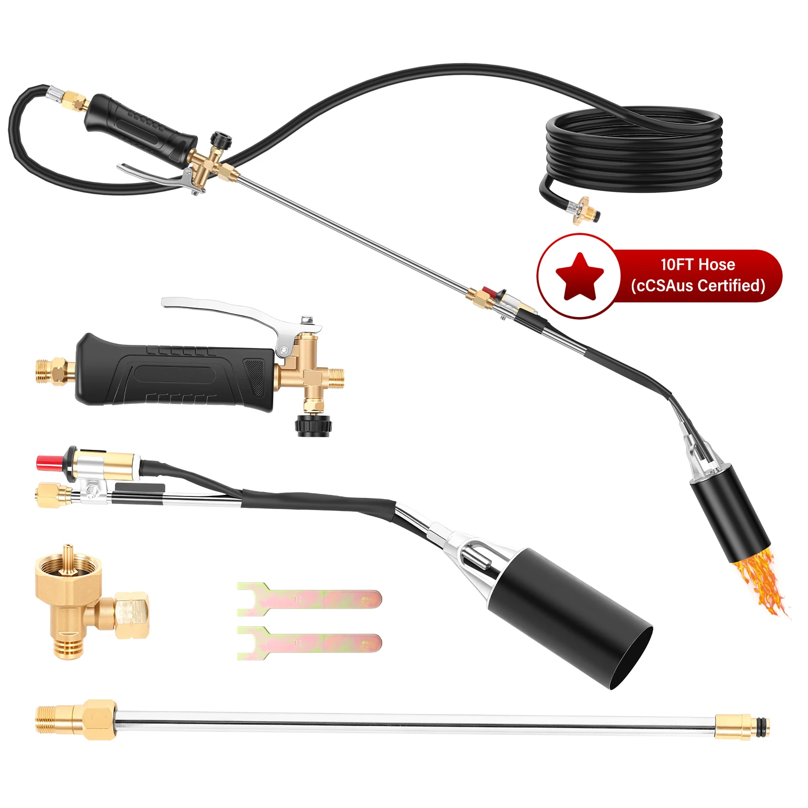 Propane Torch Weed Burner Automatic Ignition 10FT Hose Adapter for 1lb to 20lb Tank 37.4