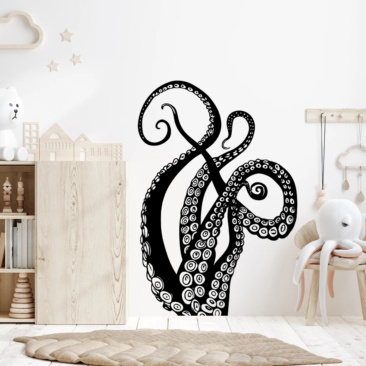 Funny Octopus Foot Silhouette Wall Stickers for Home Decor Accessories Living Room Decoration Background Wall Decals Kids Room