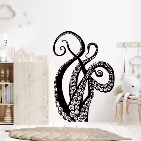 Funny Octopus Tentacles Silhouettes Wall Stickers for Living Room Background Bedroom Decoration Wall Decals Home Decor