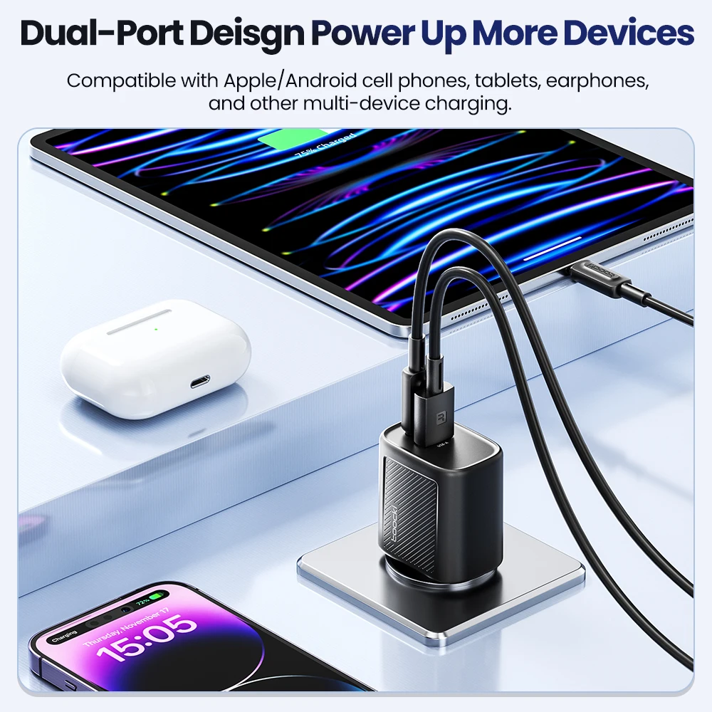 Toocki 20W USB C Wall Charger Power Delivery + QC3.0 USB A Double Port Fast Type C Charging for For iPhone 17 16 15 Pro Xiaomi image 3