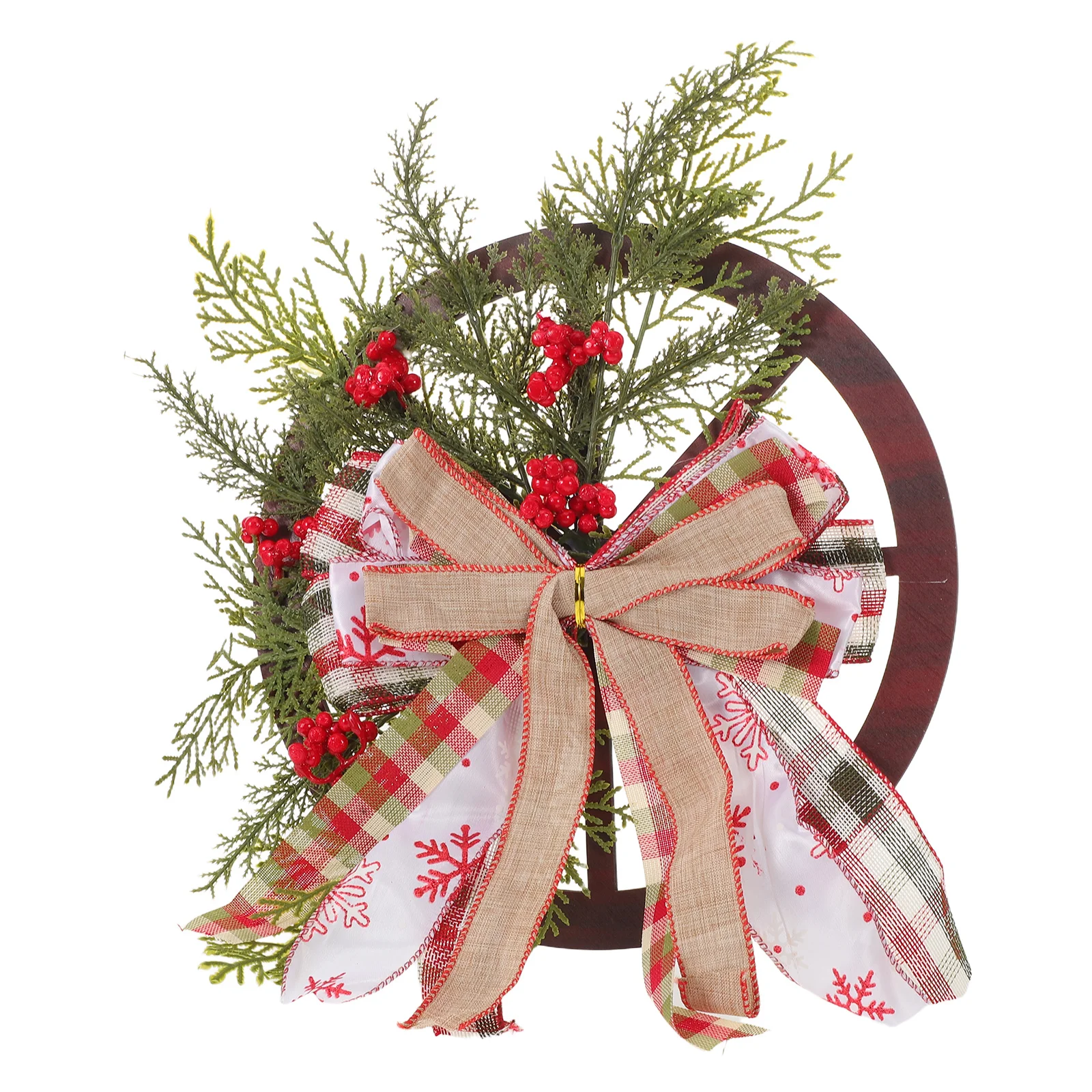 

Christmas Wreath Wooden Wheel Rustic Style Ideal Size Easy Install Holiday Door Decoration Indoor Outdoor Xmas Garland