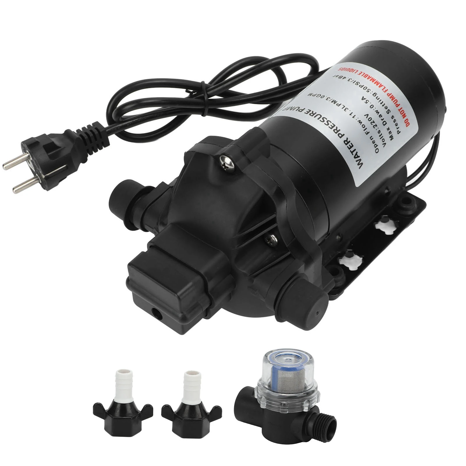 

11.3LPM 50PSI Water Pressure Diaphragm Pump Self Priming for Car RV Yacht Marine Boat