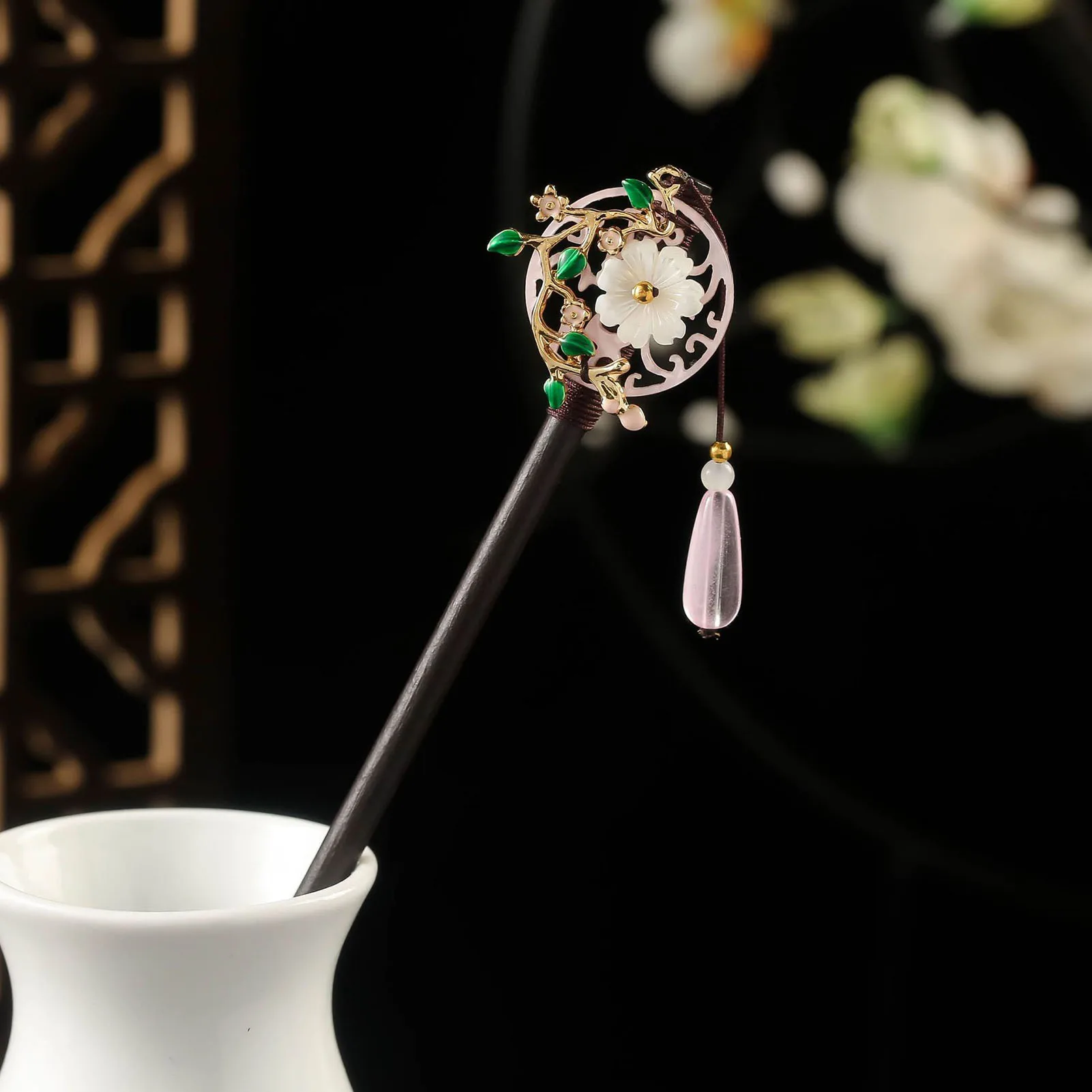 Restored Court Chinese Hair Chopsticks Simple Flower Decor Wooden Hair Chopsticks for Women Girls and Hairdressing Salon