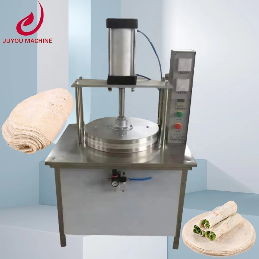 

Chapati Making Machine Pneumatic Tortilla Pita Dough Sheet Bakery Equipment Pancake Press Machine