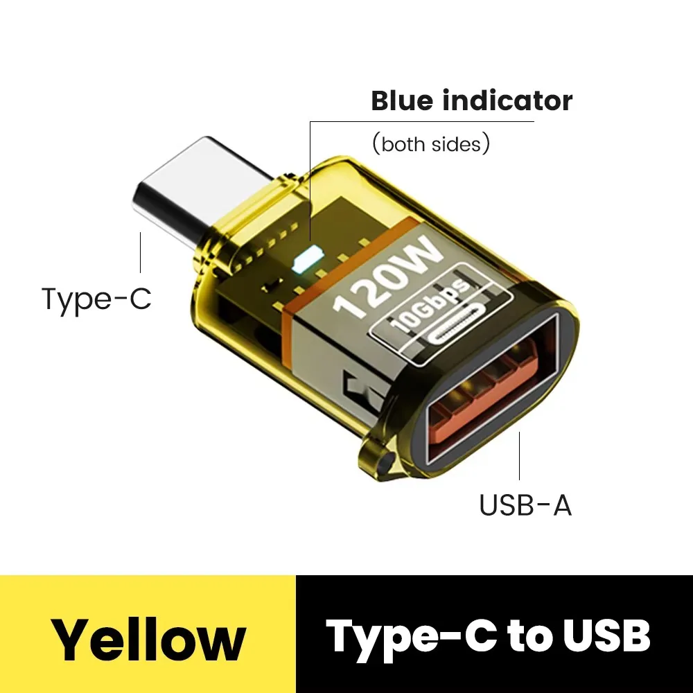 

120W Transparent Adapter Digital Display USB to Type-C/Type-C to USB for Macbook iPhone Data Transmission Phone Charging Adapter