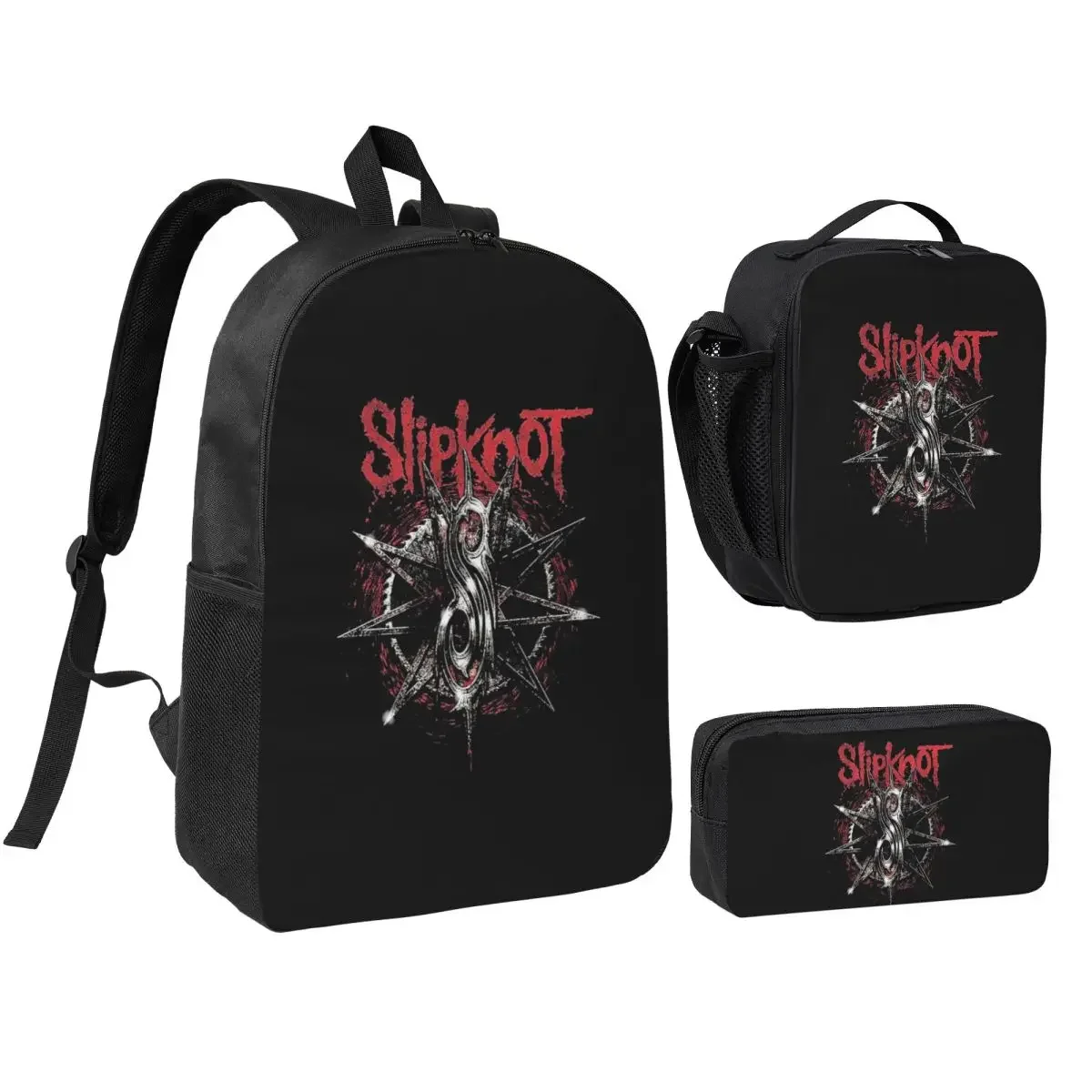 S-Slipknots Heavy Mental Music Backpack  Boys Girls BookBag School Bag Laptop Shoulder Bags 3ps Insulated Lunch Bag Pencil Case