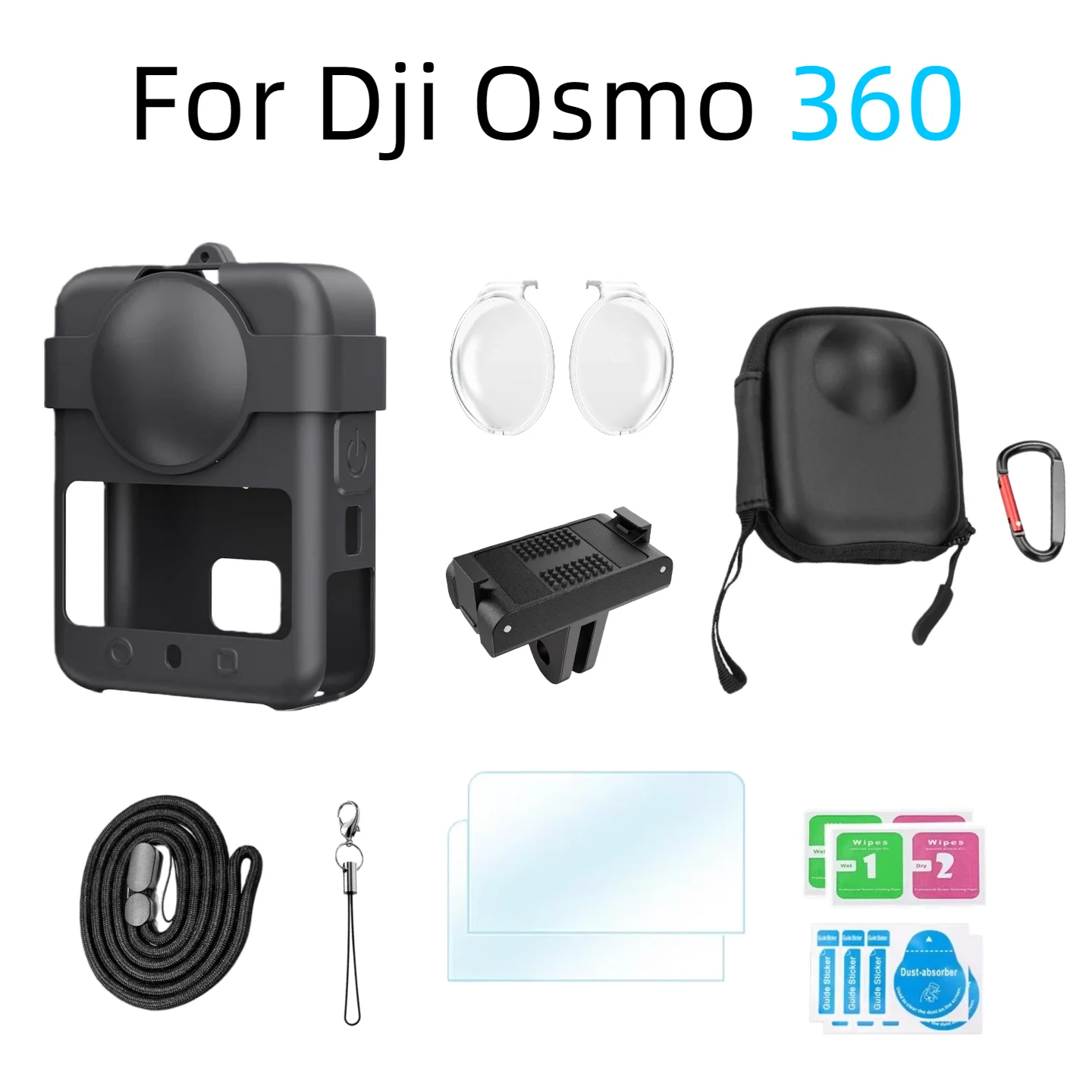 Para dji osmo 360 kit de acessórios da câmera protetor de lente/capa protetora de silicone/protetores de tela/estojo/base adaptador magnético