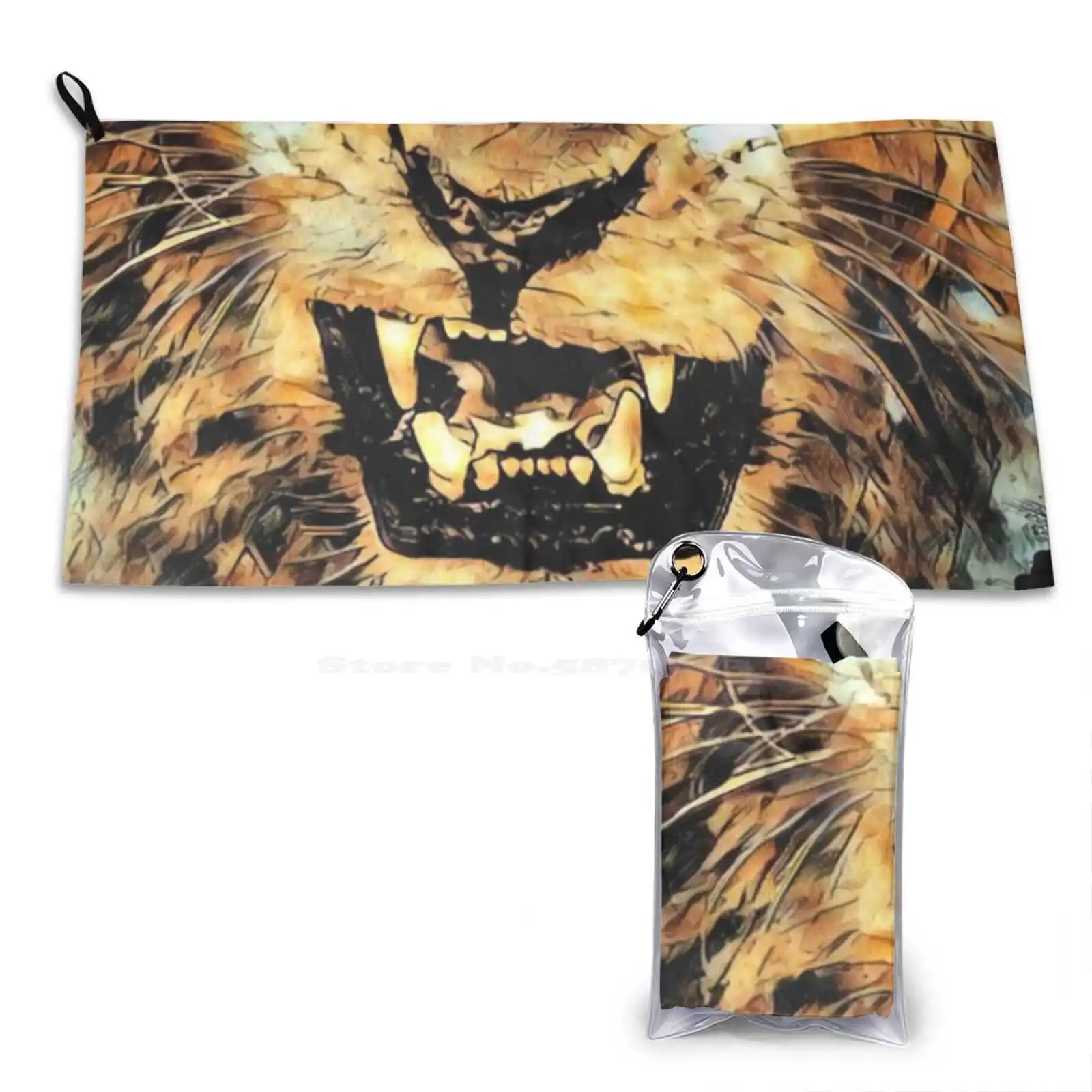 Angry Lion 3D Print Pattern Towel Soft Towel Panther Leopard Big Tiger Cougar Bobcat Lioness