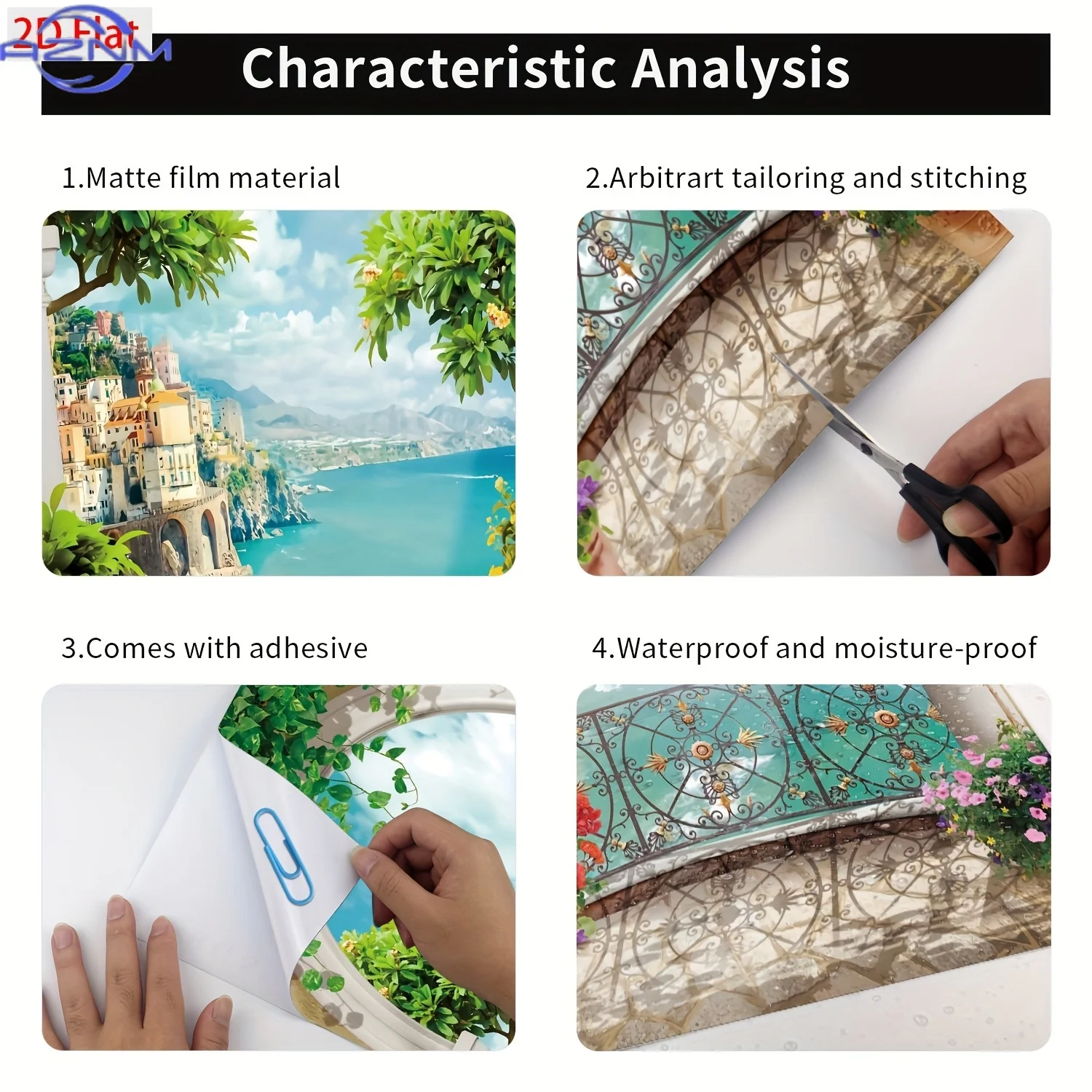 One piece of seaside city landscape theme trash can sticker, PVC self-adhesive waterproof sticker, moisture-proof, suitable fo view 5