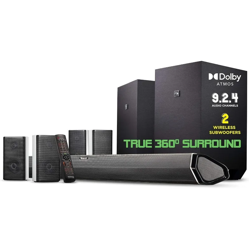 

Great Discount.Shockwafe Ultra 9.2.4 Channel 1000W Dolby Atmos/DTS:X Soundbar with Dual 10" Subwoofers (Wireless) & 4 Rear