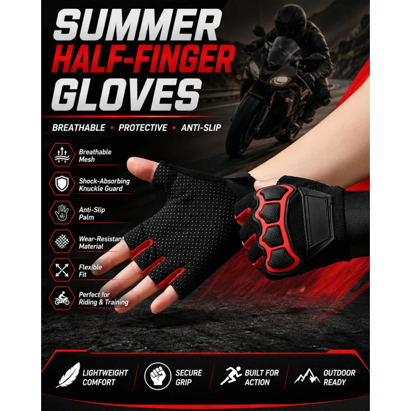 

Men’s Summer Half Finger Cycling Gloves, Breathable Anti-Slip Design