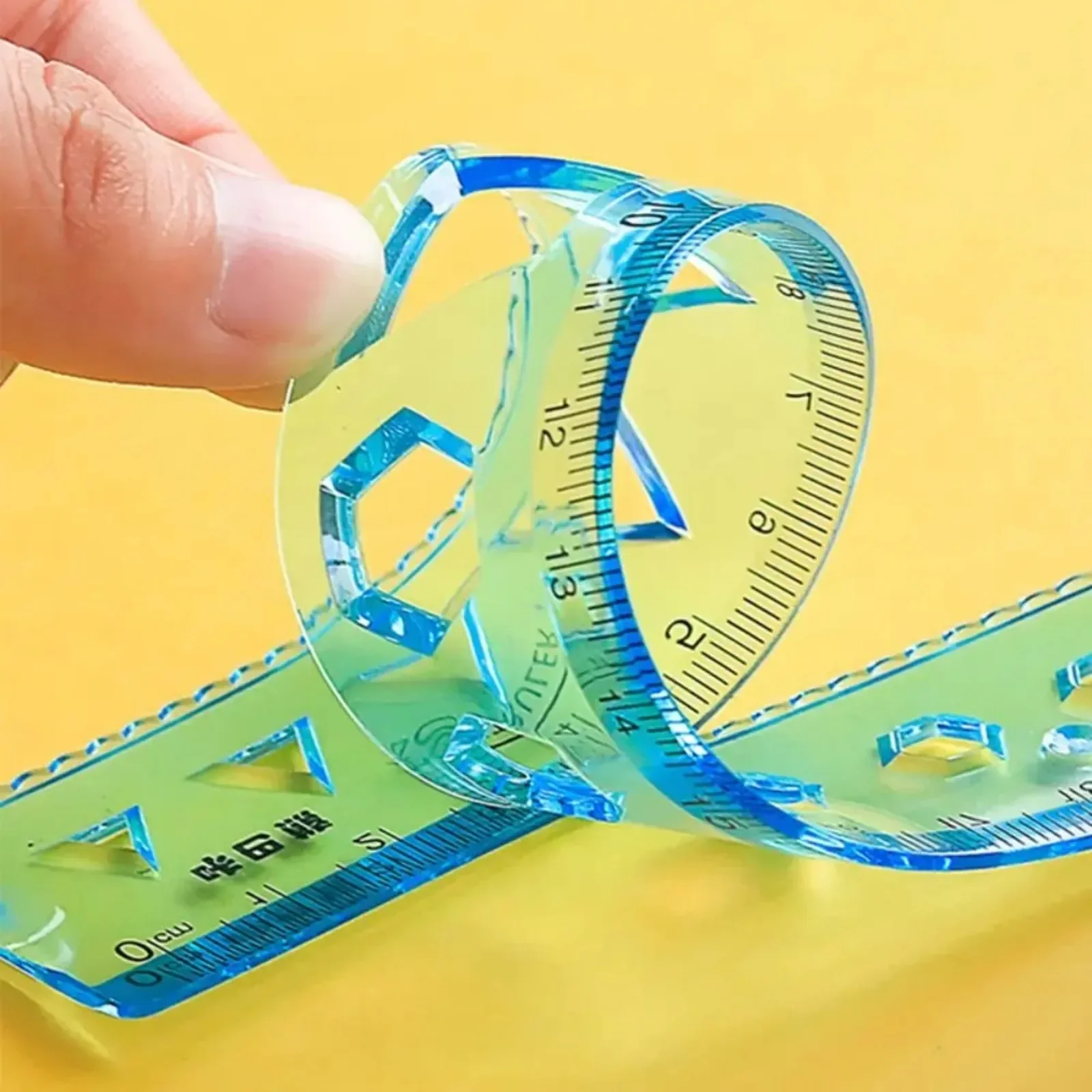 4PCS Flexible Triangle Ruler Soft Transparent 15/20cm Drawing Ruler Geometry Straight Ruler School Office Stationery