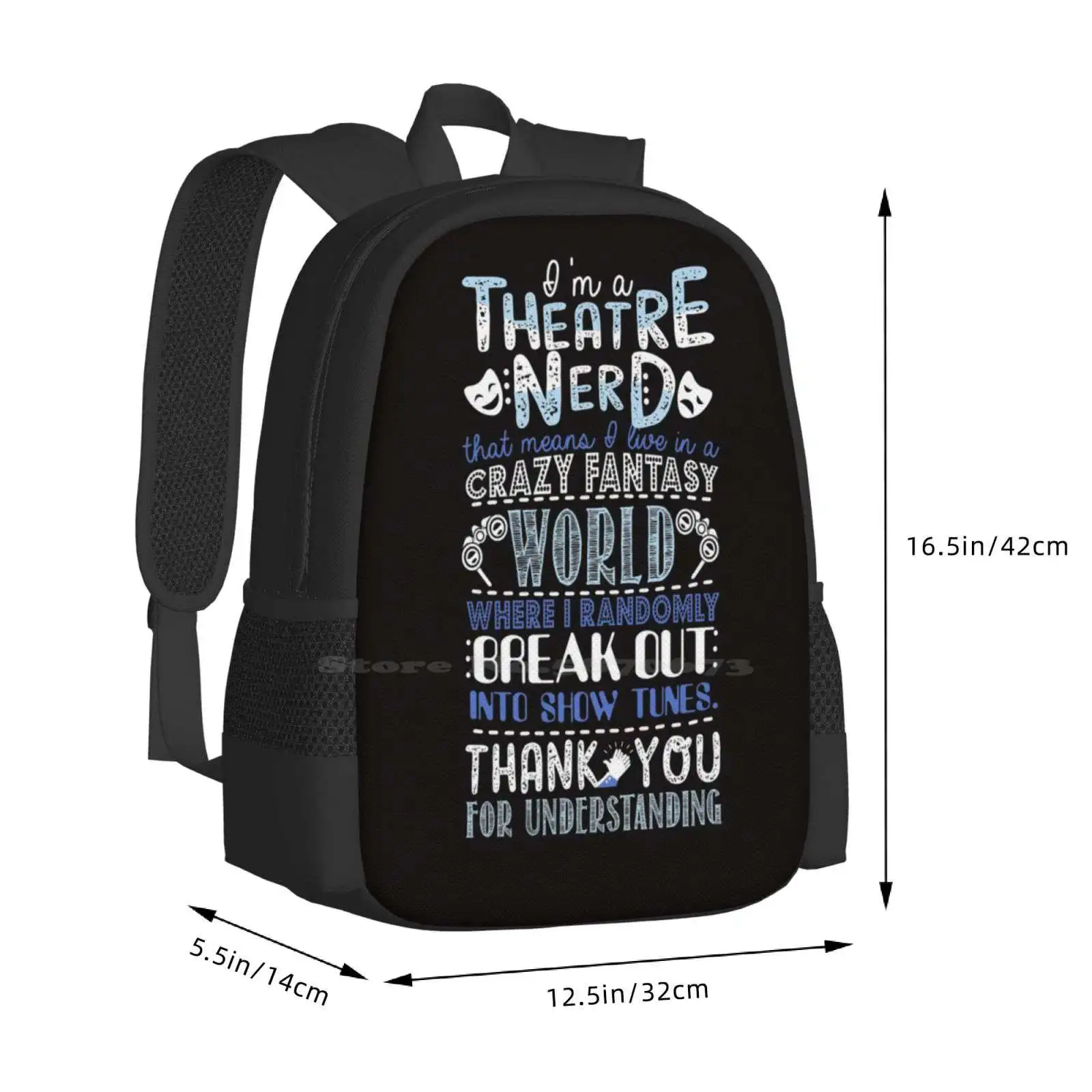 Theatre Nerd Funny Gift For Theatre Lovers Pattern Design Bag Student'S Backpack Broaway Fan Broadway Lover Musicals Les Mis