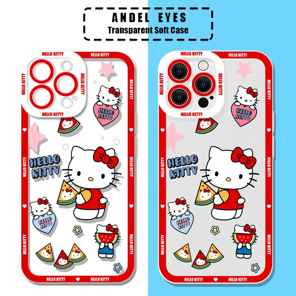 Hello Kitty Bow Full KT Cat Case For Motorola MOTO G73 G72 G71 G60S G53 G52 G32 G30 G22 G9 Edge 40 Pro Plus 5G Transparent Cover