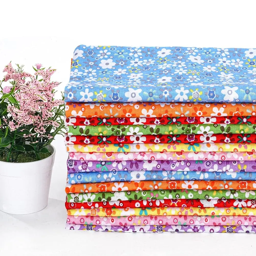 

15 шт. хлопковых квадратных лоскутов для квилтинга и пэчворка, 20x20 дюймов, с цветочным принтом, разноцветные, в формате Fat Quarter