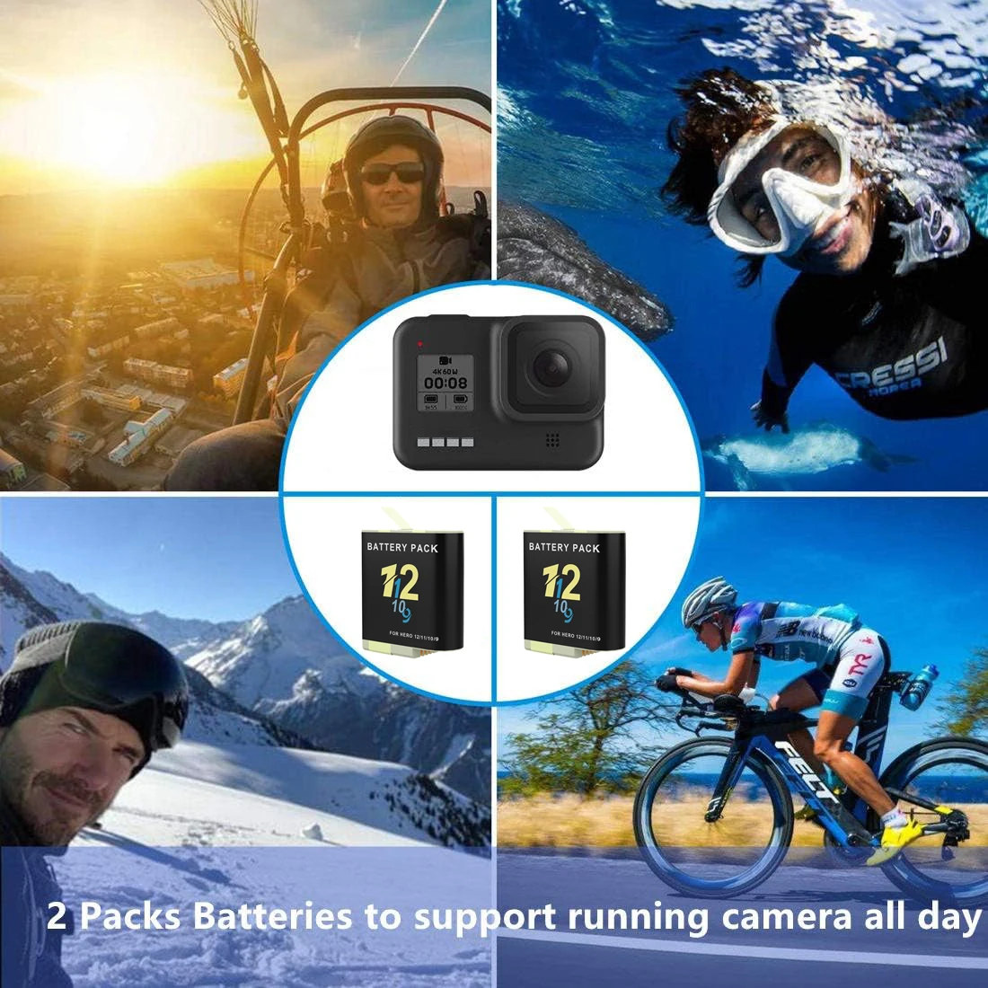 Battery for GoPro Hero 11 10 Action Camera Battery Charging Case Battery Charger Storage Case for Gopro 9 10 Black Accessory Kit