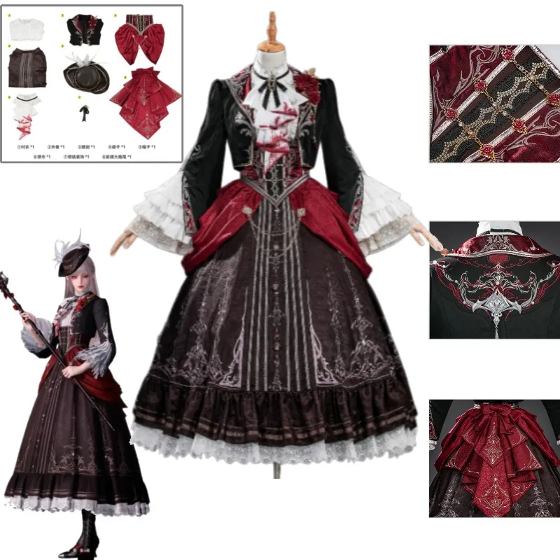 

Love and Deepspace Red Moon Covenant Cosplay Costume Silver Wing Demon Dress Choker Layered Skirt Arm Cuffs For Women Convention