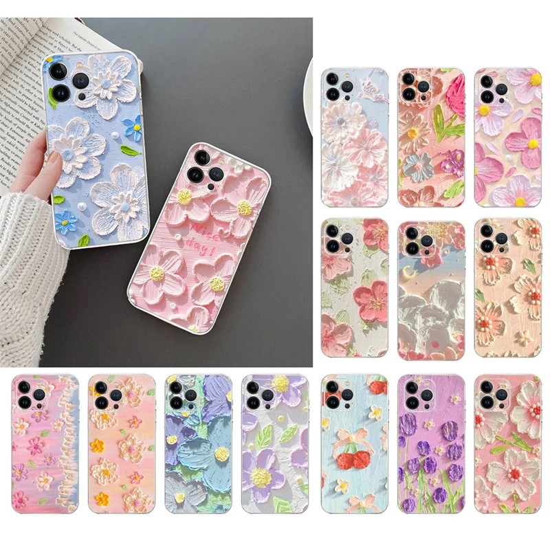 

Flower Art Phone Case For iPhone 16 15 14 13 12 11 Pro Max Plus Mini