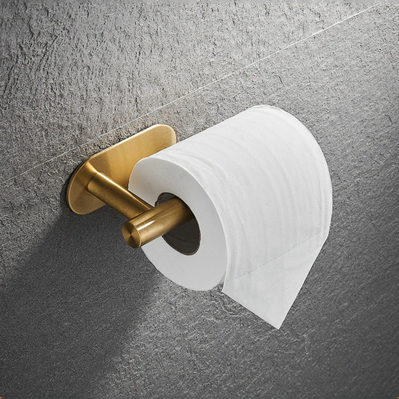 YCRAYS No Drilling Gold Bathroom Accessories Sets Toilet Tissue Roll Paper Holder Towel Rack Bar Rail Ring Robe Hook Hardware