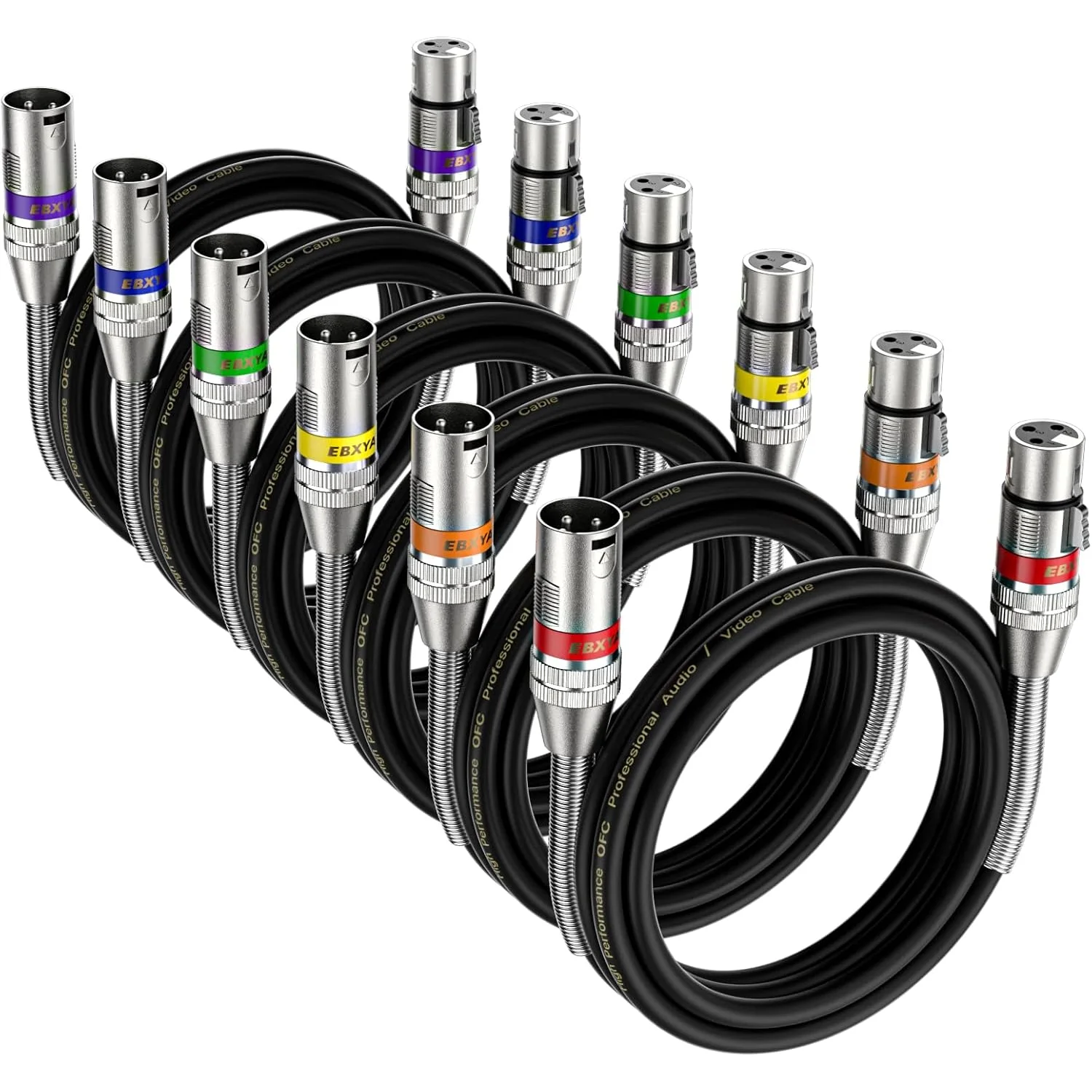 XLR Microphone Cable (6Pack) XLR Male To Female Mic Cable 3-Pin Balanced Shielded XLR Cable for Mixer Recording Studio Podcast