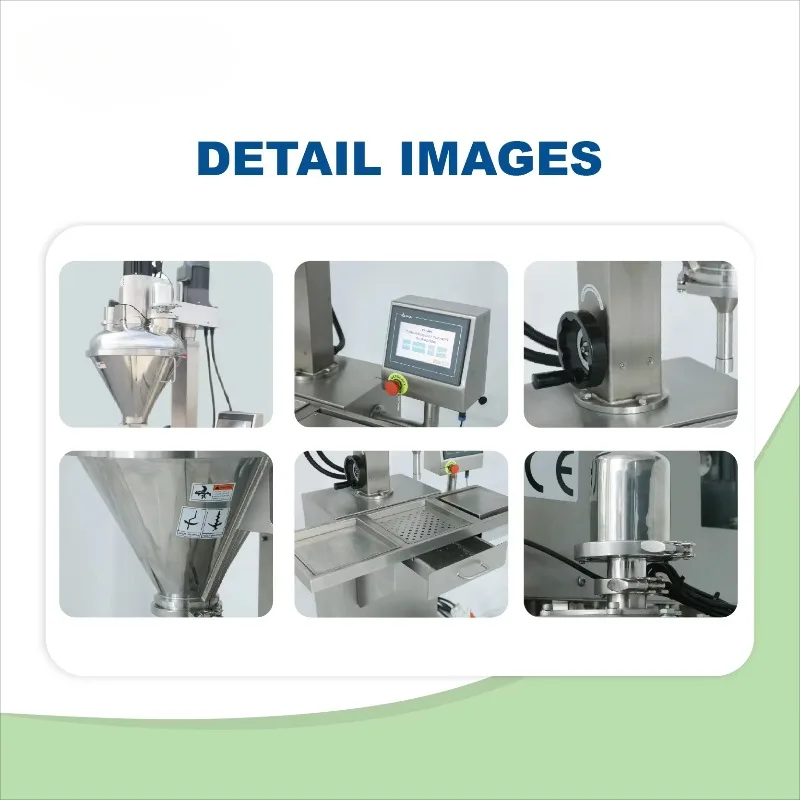 Vertical Auger Filling Machine for Beverage Food Powder Semi-Automatic PLC Control Gear Components Bags Glass Customized