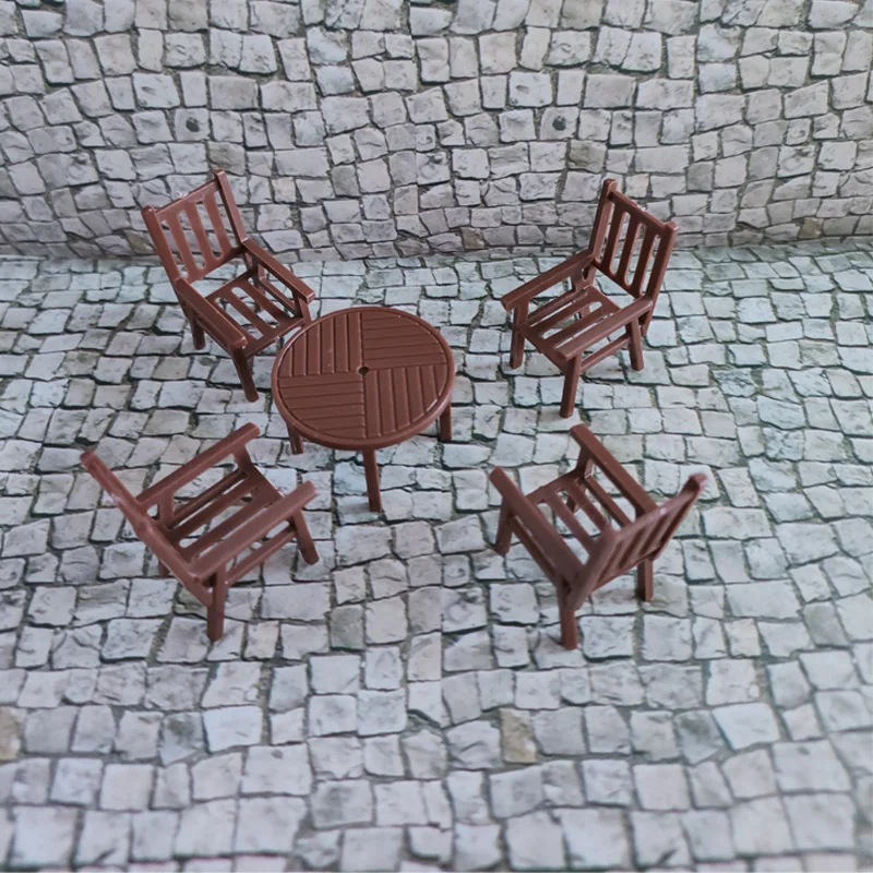 Miniature Scale 1:30 1:50 1:75 Table Chair Set Model Kits Diy Indoor House Building Scene Materials Diorama Accessory 5Pcs/lot