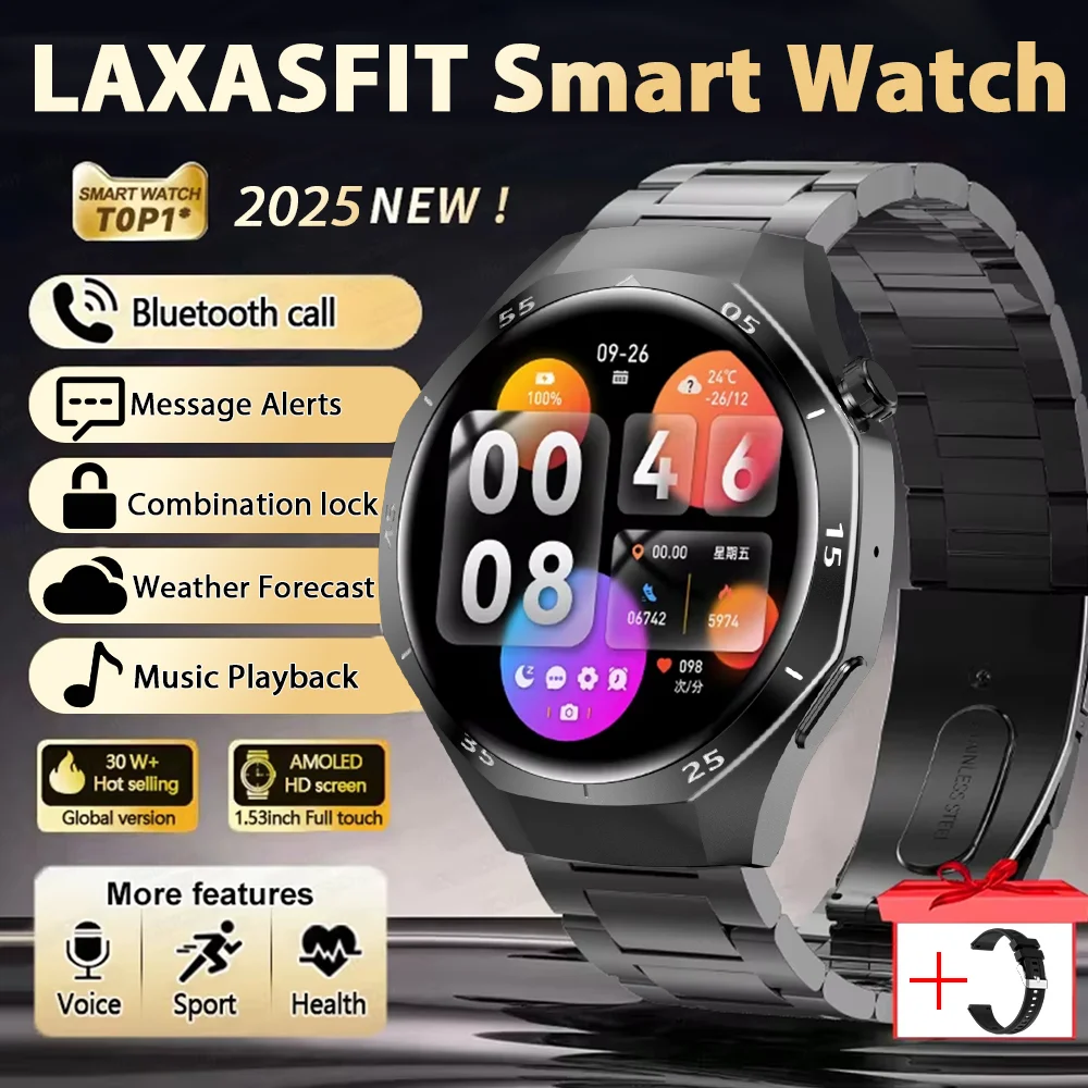 LAXASFIT 2025 New Smart Watch Men Smartwatch Outdoor Sports Track Spirit Island Bluetooth Talk Smartwatch Pedometer