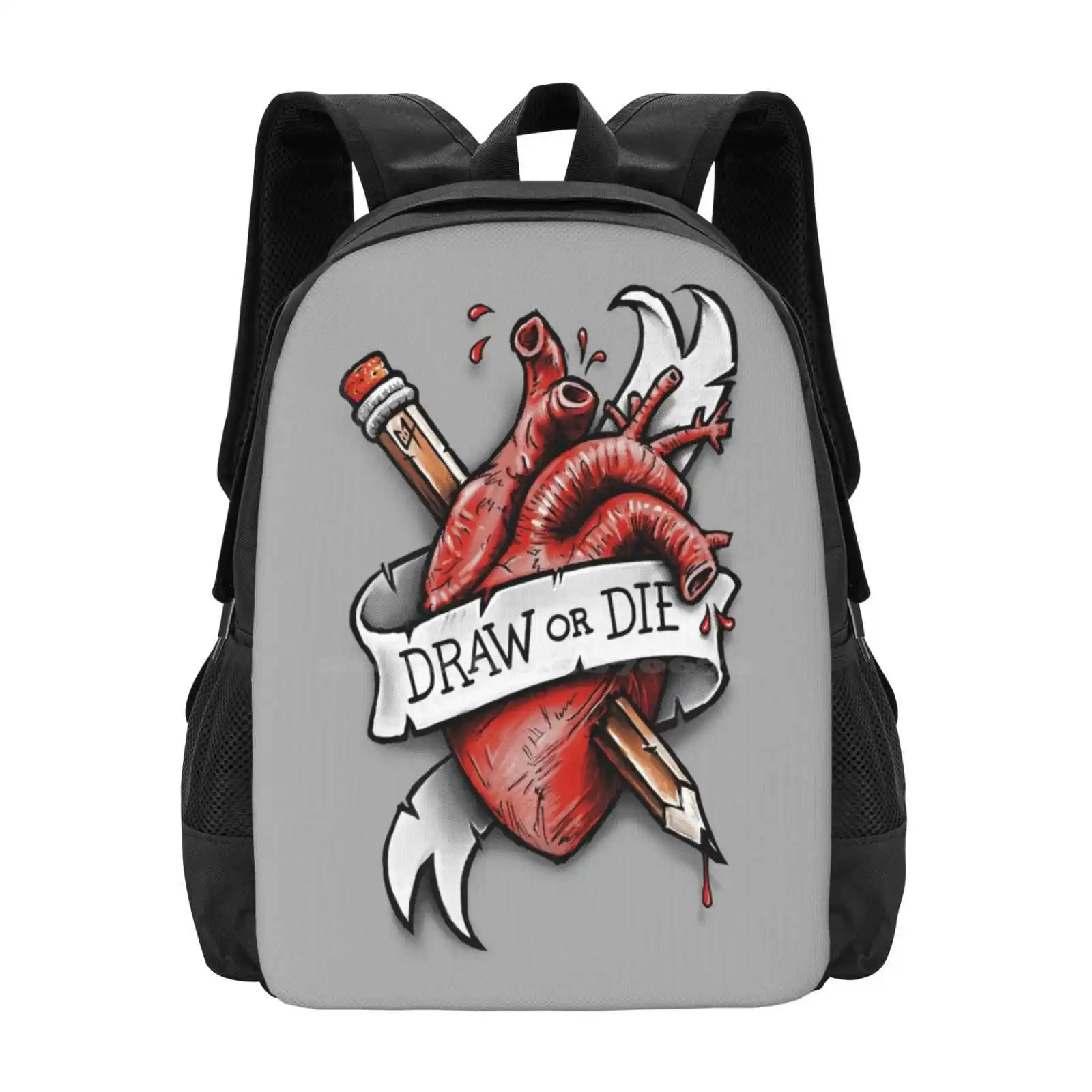 

Draw Or Die Лидер продаж рюкзак модные сумки Extreme Radical Heart Blood Passion Skate Life Death Artist Pencil Tattoo Die