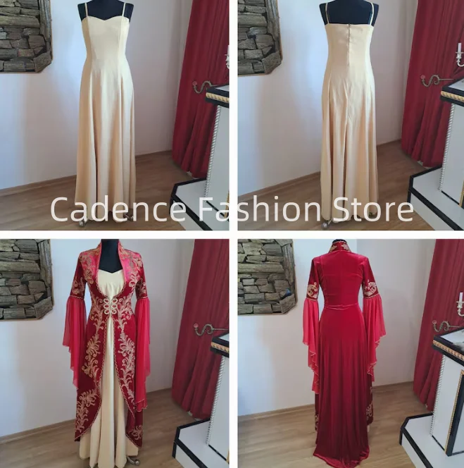 Красные традиционные винтажные бархатные турецкие свадебные платья по индивидуальному заказу, этнический халат, ближневосточные свадебные платья, платья de novia