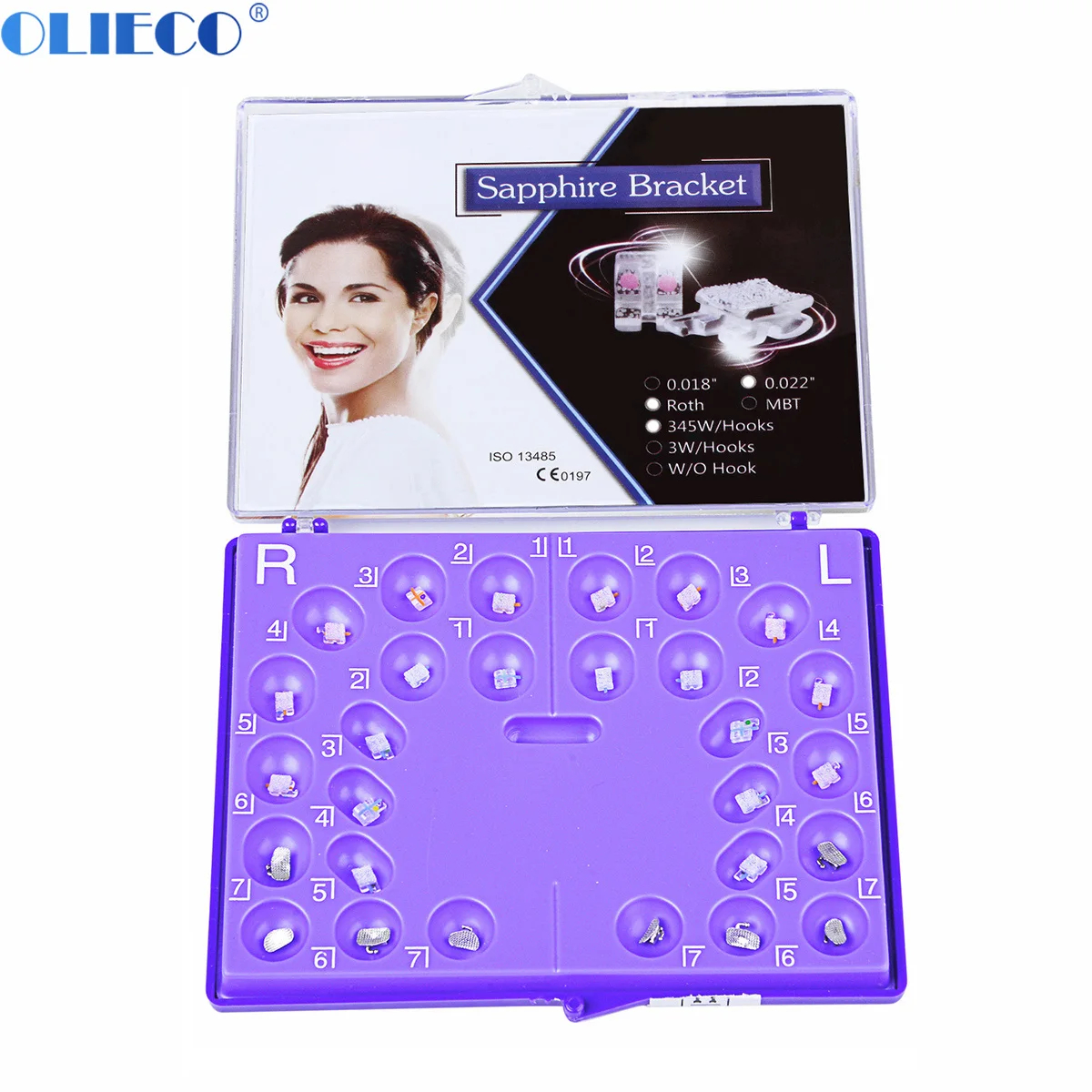 Dental Monocrystalline Sapphire  Bracket Mini Roth /MBT 022 Hooks 345 With Buccal Tube