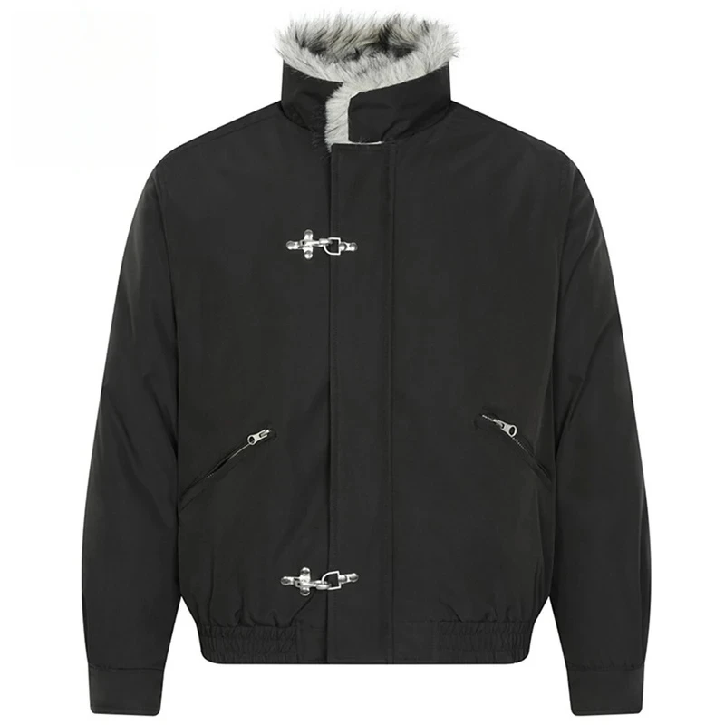 

Winter Jackets Fur Collar Parkas Thicken Warm Coats Stand Collar Padded Jackets Streetwear Harajuku Jackets Outwear for men