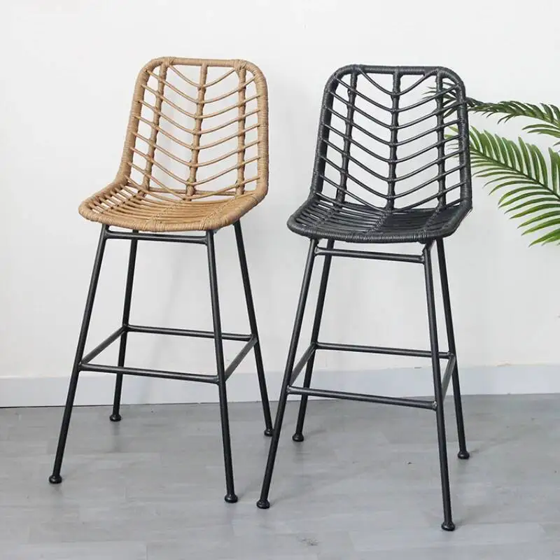 كراسي عالية حديثة وبسيطة للاستقبال من الحديد المريح كراسي عالية ومسند ظهر للاسترخاء في المطاعم أثاث منزلي #3